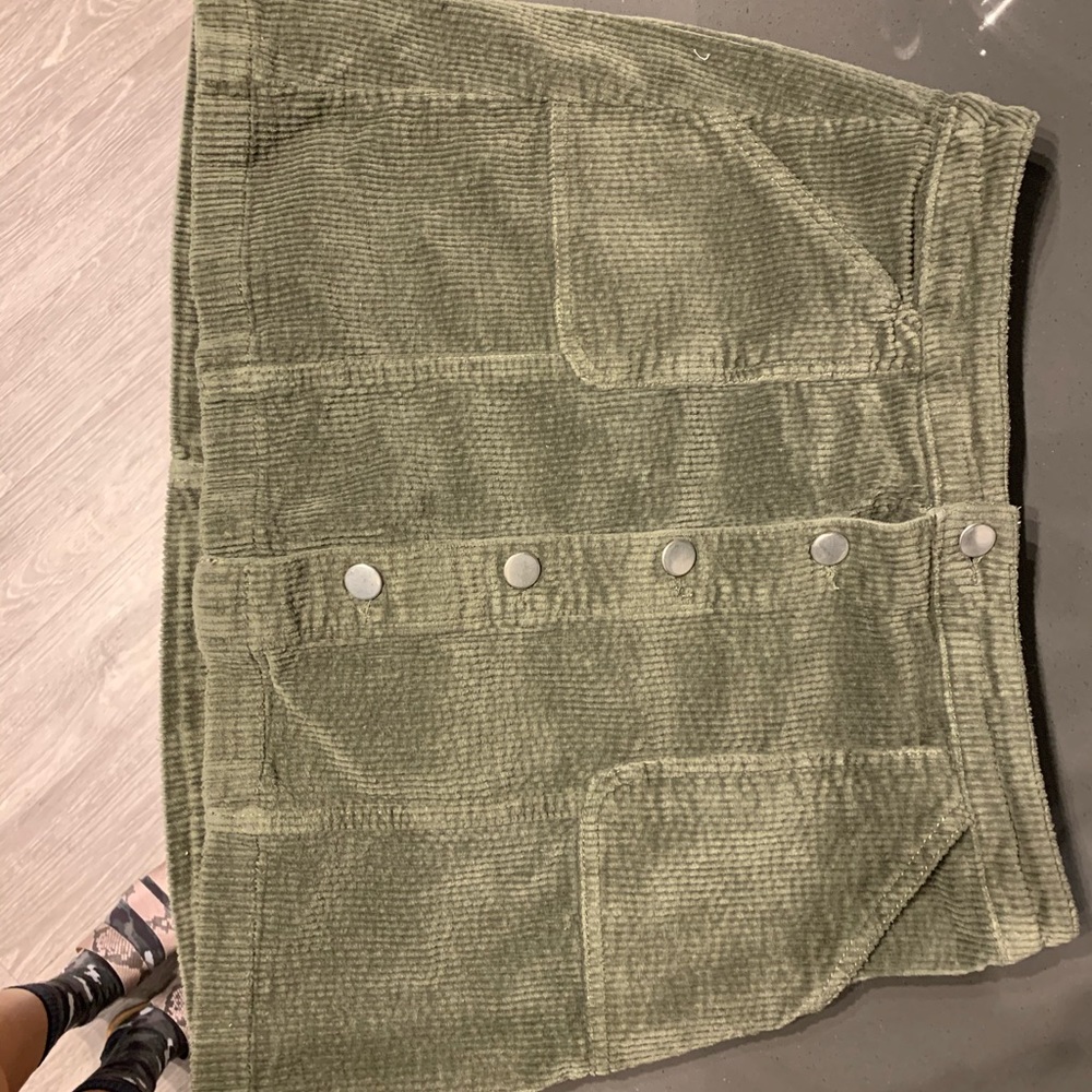 Green suede skirt